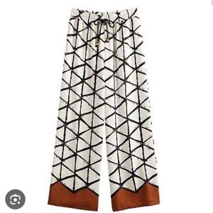Geometric Patterned Wide-Leg Pants